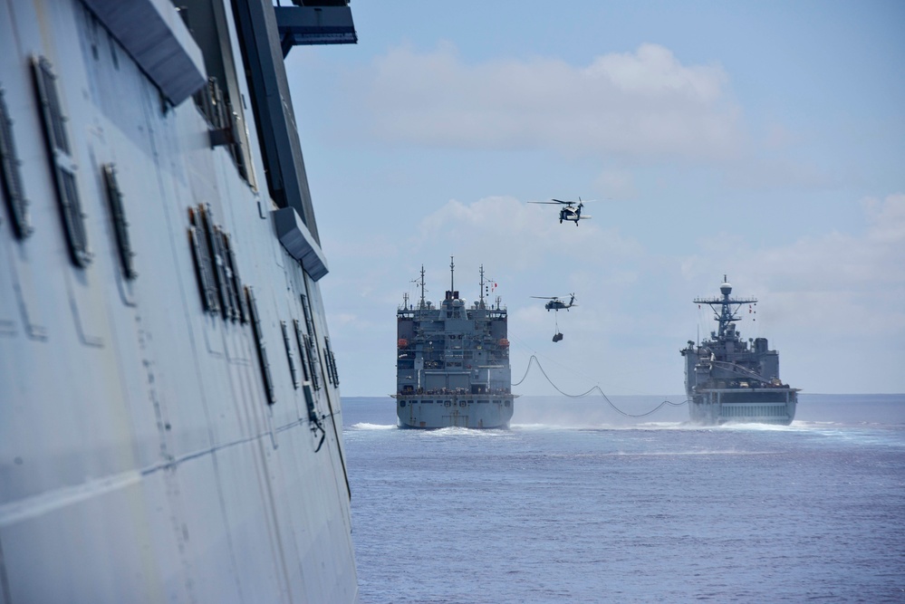 USS New Orleans Underway Replenishment with USNS Washington Chambers