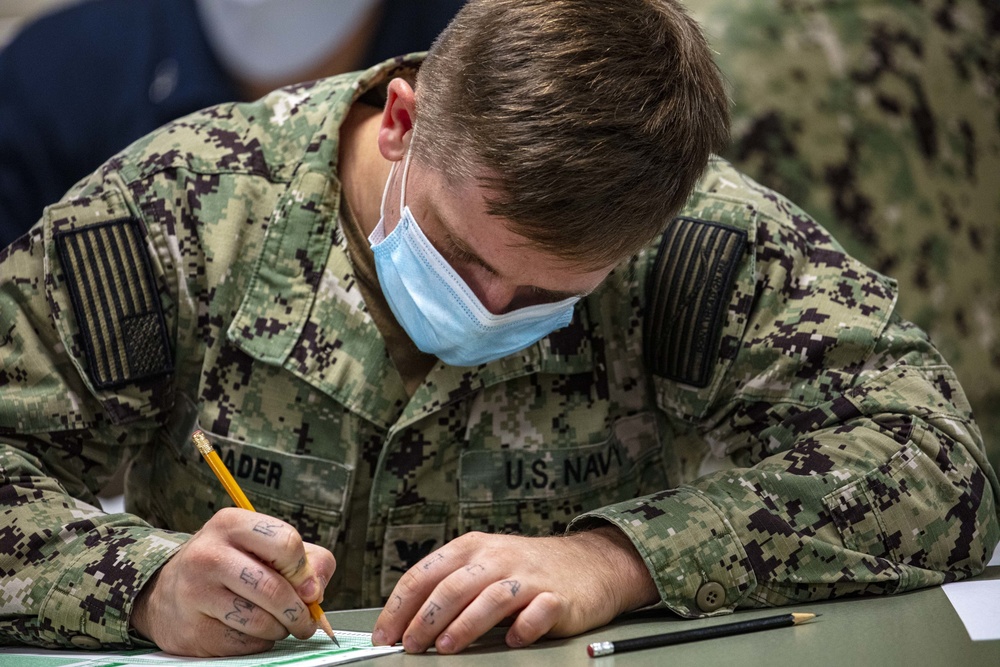 Sailor take the Navy wide advancement exam