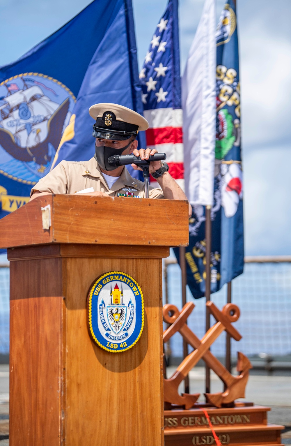 Two Senior Chief Petty Officers Are Advanced Aboard USS Germantown (LSD 42)