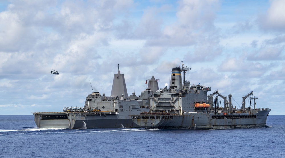 USS Germantown (LSD 42) and USS New Orleans (LPD 18) Conduct a RAS with USNS John Ericsson (T-AO 194)