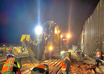 Night Construction at Border Barrier