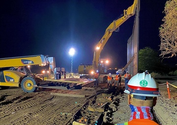 Night Construction at the Border Barrier