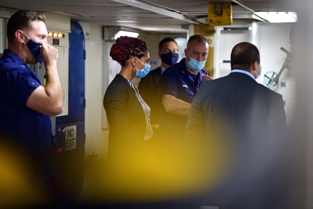 The Chargé d'Affaires, Embassy of Cabo Verde, tours the Coast Guard Cutter Bear