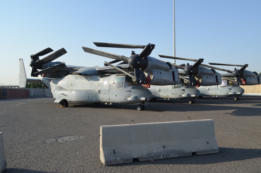 MV22 Ospreys land at Port of Shuaiba