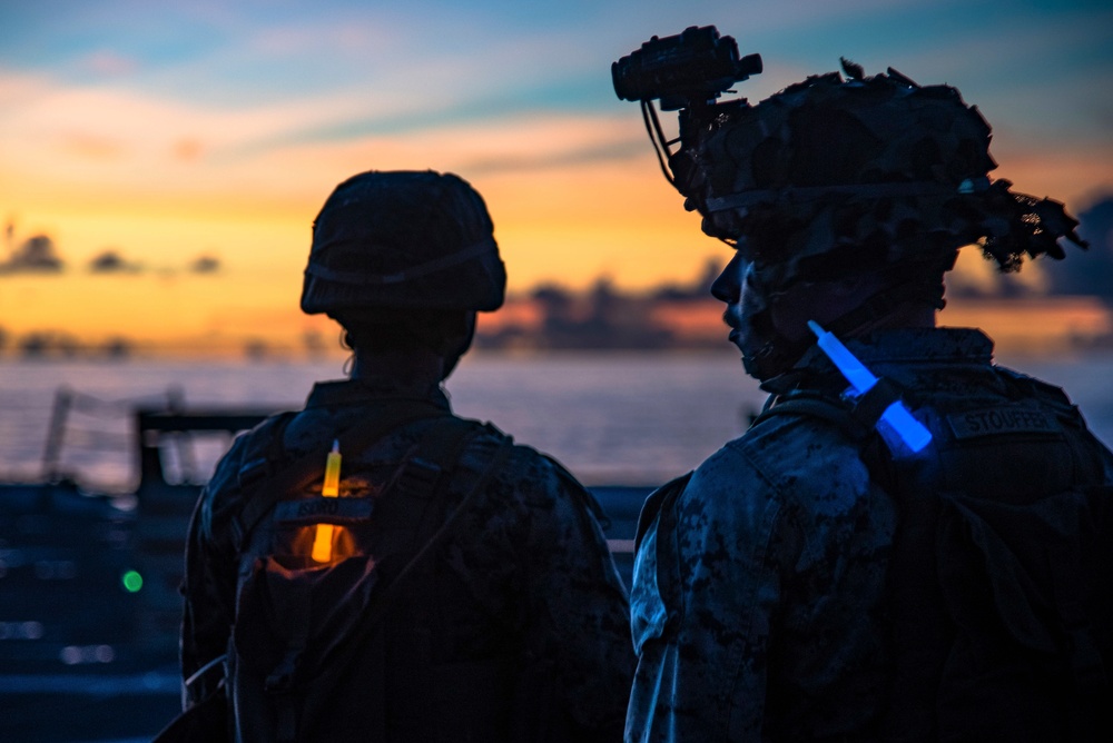 Day or Night; Marines with 2/4 fire modified table 6 range aboard New Orleans