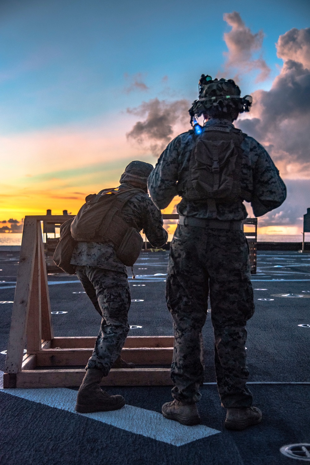 Day or Night; Marines with 2/4 fire modified table 6 range aboard New Orleans