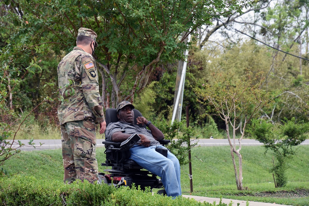 Commander checks in on Blue Roof installation