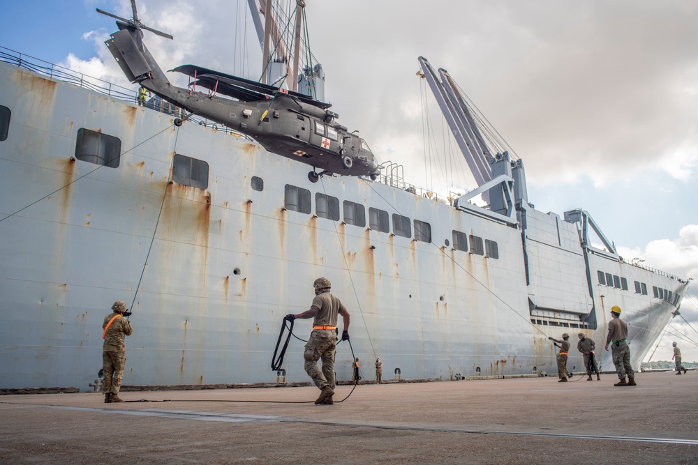 U.S.N.S. Brittan brings aircraft to Port of Beamont