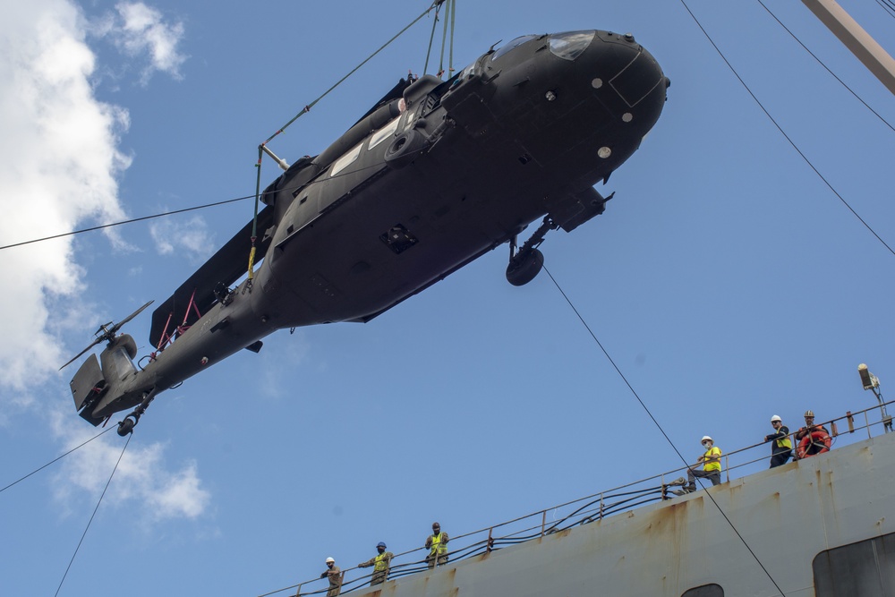U.S.N.S. Brittan brings aircraft to Port of Beamont