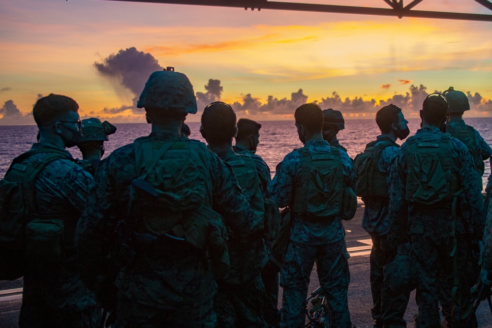 Marines and Sailors Fast Rope aboard USS America