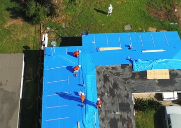 Corps installs 5,000th blue roof on one month anniversary of hurricane’s landfall