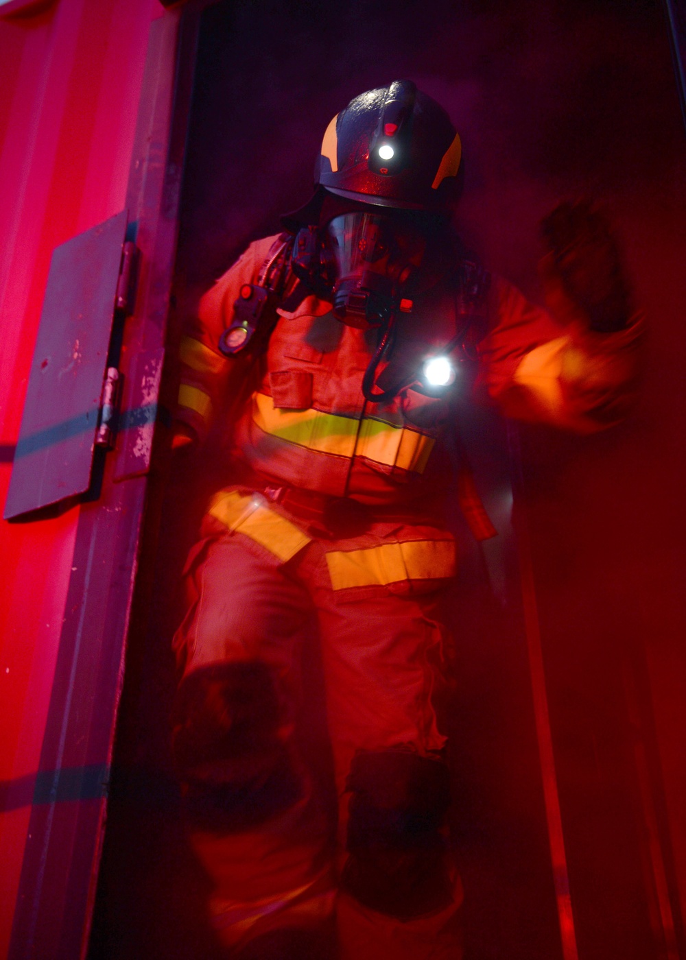 NAS Sigonella Fire and Emergency Services Conduct Nighttime Live Structural Fire Training