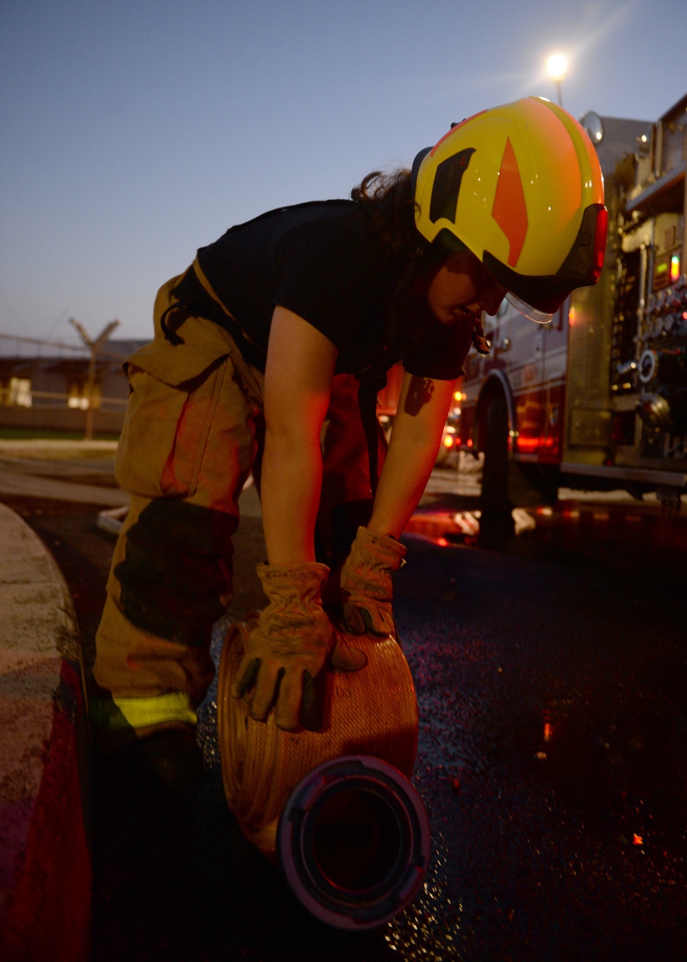 NAS Sigonella Fire and Emergency Services Conduct Nighttime Live Structural Fire Training