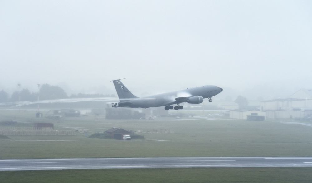 100th ARW KC-135s conduct elephant walk during Exercise Wolff Pack