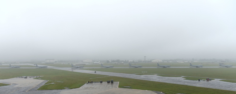 100th ARW KC-135s conduct elephant walk during Exercise Wolff Pack