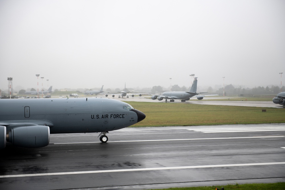 100th ARW KC-135s conduct elephant walk during Exercise Wolff Pack