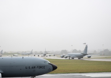 100th ARW KC-135s conduct elephant walk during Exercise Wolff Pack
