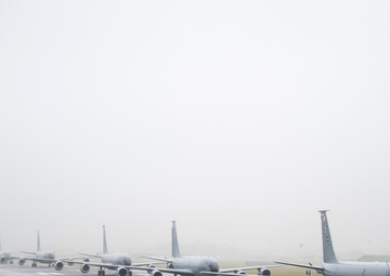 100th ARW KC-135s conduct elephant walk during Exercise Wolff Pack