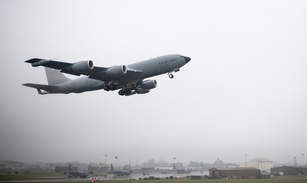 100th ARW KC-135s conduct elephant walk during Exercise Wolff Pack