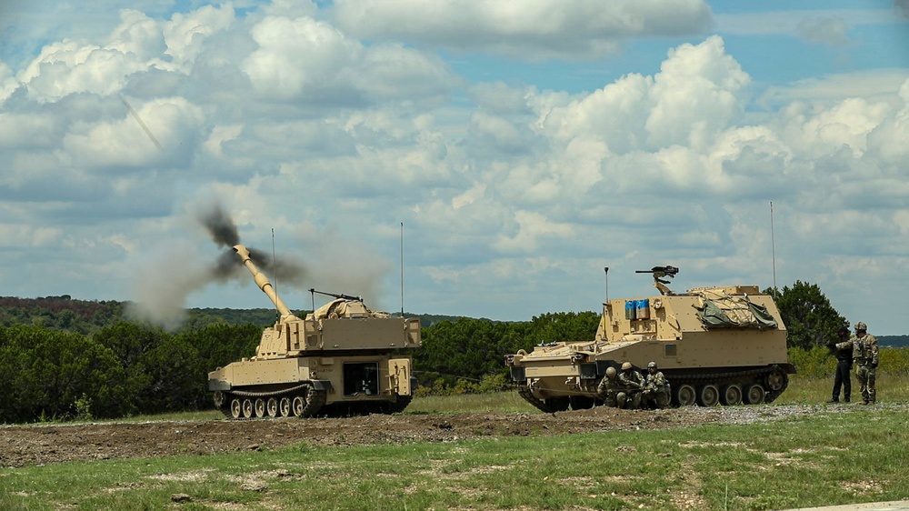 Troopers send the first set of artillery rounds down range with the M109A7 Paladin