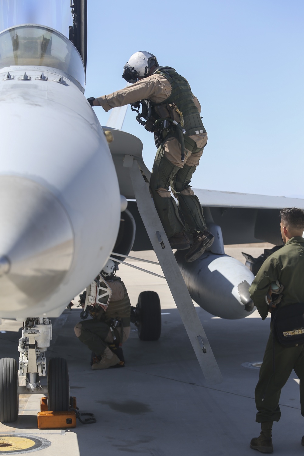VMFA(AW)-224 Marines Prepare Aircraft for Departure