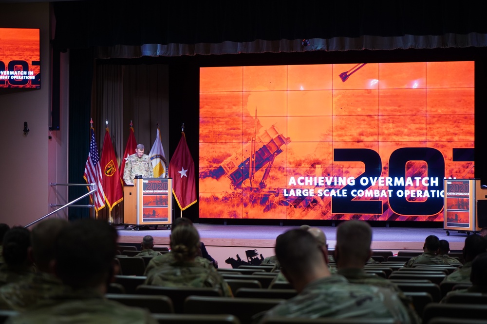 Maj. Gen. Ken Kamper provides opening remarks at the first Virtual Fires Conference