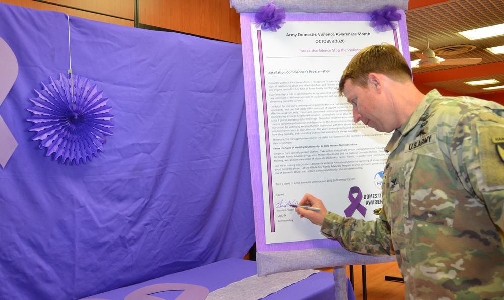 USAG Italy marks the start of Domestic Violence Awareness Month USAG Italy marks the start of Domestic Violence Awareness Month