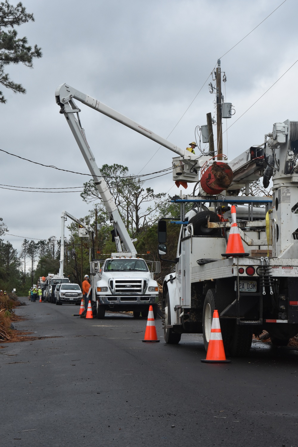 Utility companies restore power in southwest Louisiana in the aftermath of Hurricane Laura, September 2020