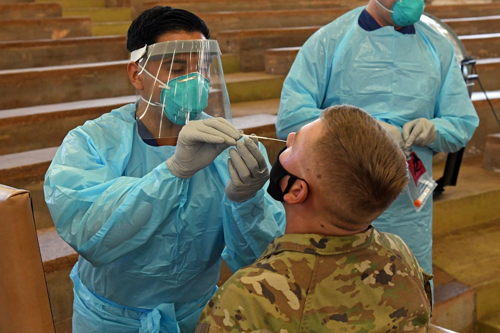 NMRTC-PH Sailor conducts COVID-19 swab procedure on U.S. Army Soldier in Hawaii