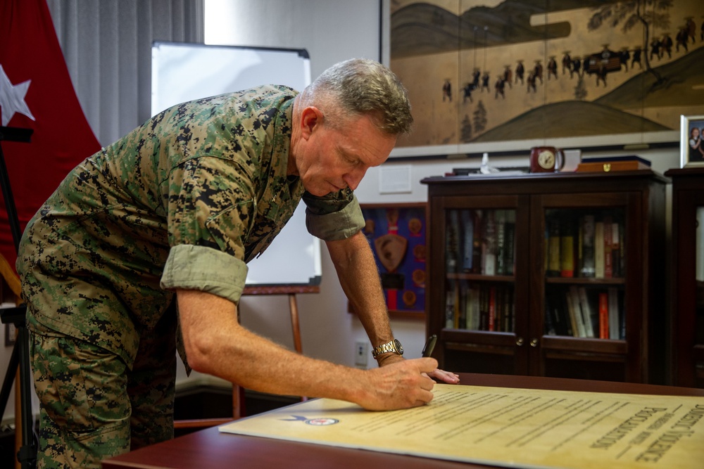 MCIPAC Commanding General signs the Domestic Violence Awareness Month Proclamation