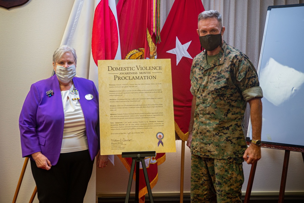 MCIPAC Commanding General signs the Domestic Violence Awareness Month Proclamation