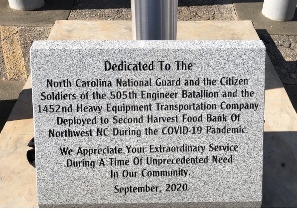 Second Harvest Food Bank Dedicates Monument to NC Guard