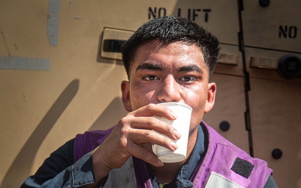 RAS at sea with USNS Charles Drew
