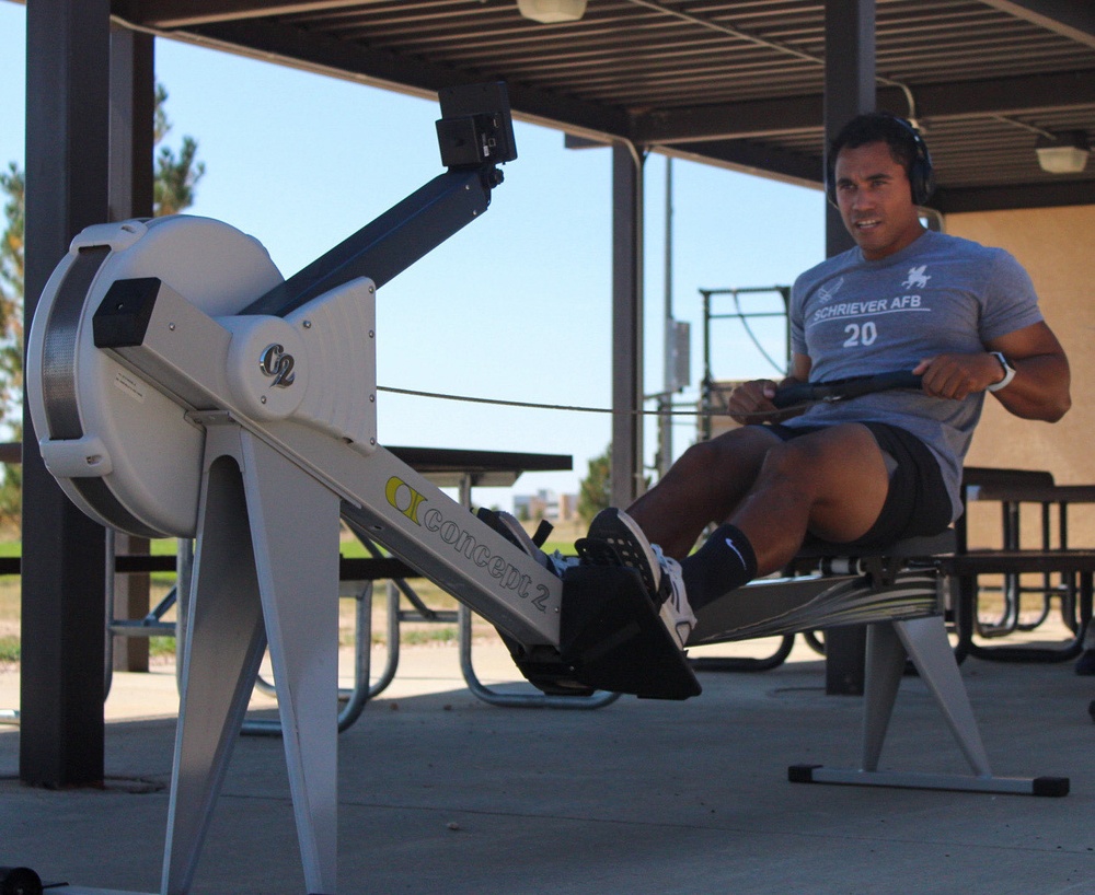 Airmen test fitness during dry triathlon