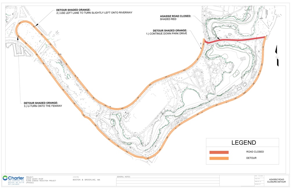 Map of Road Clousre needed for Muddy River Flood Risk Management Project