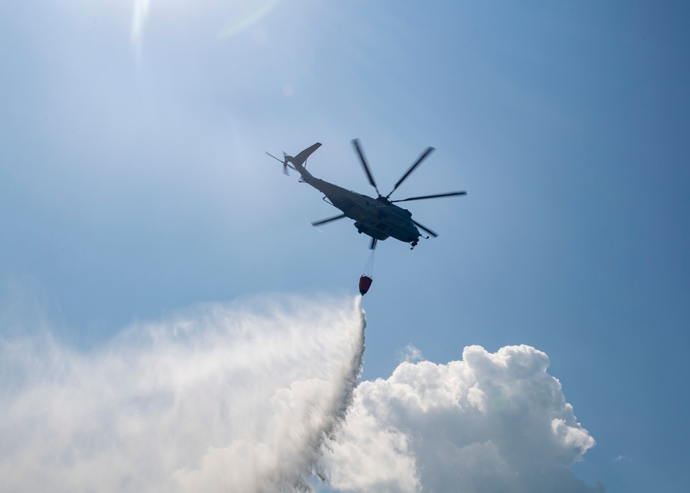 Helicopter Mine Countermeasures Squadron 12 Conducts Aerial Firefighting Exercise