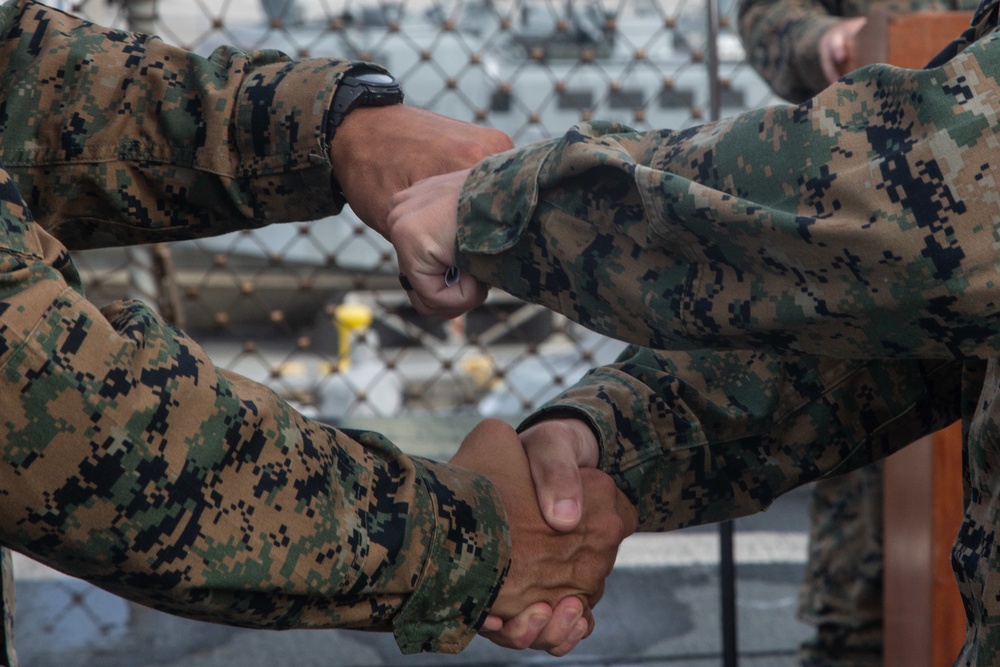 A blue-green graduation: Marines of the 31st MEU and Sailors of USS Germantown graduate from Corporal’s Course