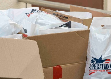 Red Cross Volunteers conduct Operation Gratitude at Landstuhl Regional Medical Center.