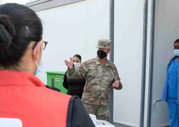 Red Cross Volunteers conduct Operation Gratitude at Landstuhl Regional Medical Center.