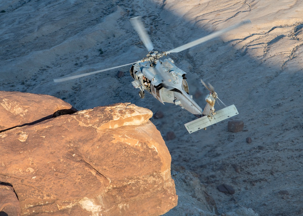 Helicopter Sea Combat Squadron (HSC) 4, practice Terrain Flight (TERF) tactical landings during Helicopter Advanced Readiness Program (HARP), hosted by HSCWSP