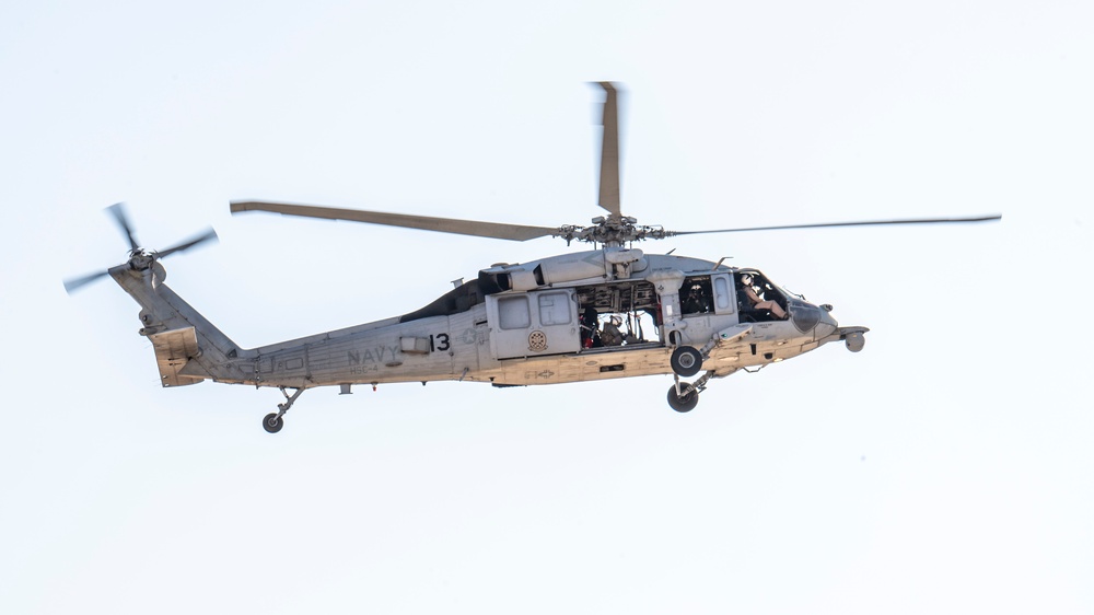 Helicopter Sea Combat Squadron (HSC) 4, practice Terrain Flight (TERF) tactical landings during Helicopter Advanced Readiness Program (HARP), hosted by HSCWSP