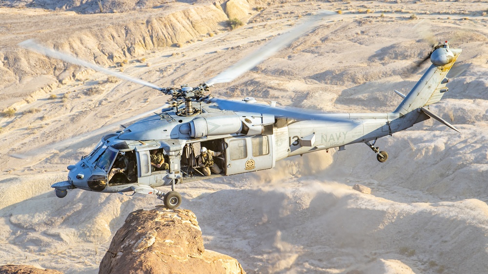 Helicopter Sea Combat Squadron (HSC) 4, practice Terrain Flight (TERF) tactical landings during Helicopter Advanced Readiness Program (HARP), hosted by HSCWSP