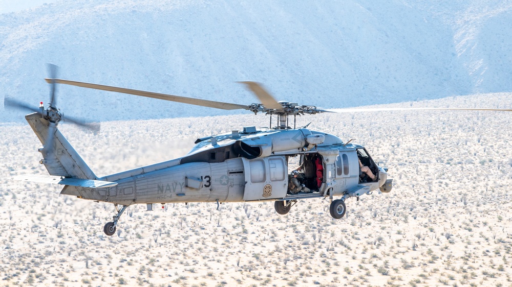 Helicopter Sea Combat Squadron (HSC) 4, practice Terrain Flight (TERF) tactical landings during Helicopter Advanced Readiness Program (HARP), hosted by HSCWSP