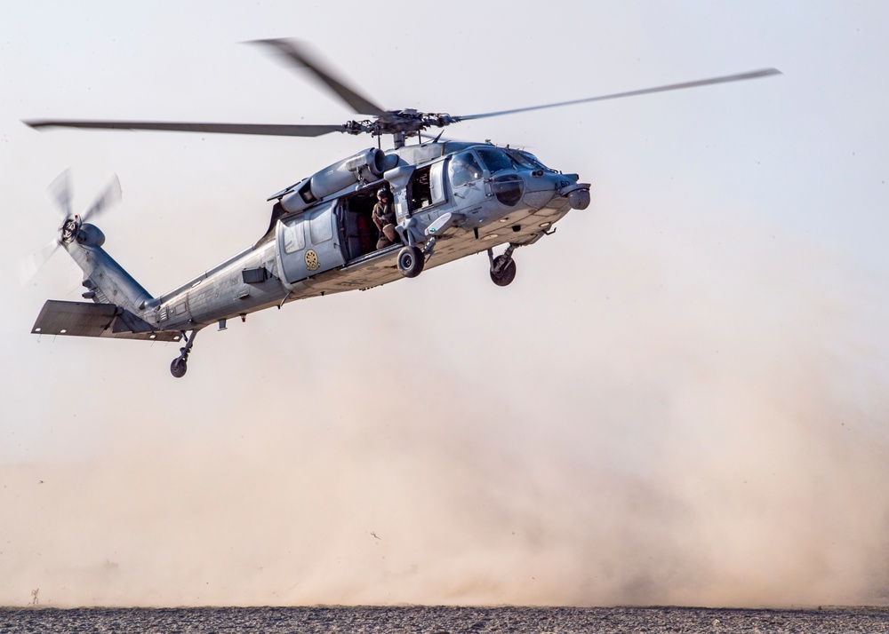 Helicopter Sea Combat Squadron (HSC) 4, practice Terrain Flight (TERF) tactical landings during Helicopter Advanced Readiness Program (HARP), hosted by HSCWSP