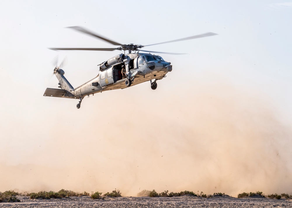 Helicopter Sea Combat Squadron (HSC) 4, practice Terrain Flight (TERF) tactical landings during Helicopter Advanced Readiness Program (HARP), hosted by HSCWSP