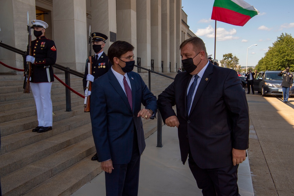 Defense Secretary Dr. Mark T. Esper meets Bulgarian Minister of Defence Dr. Krasimir Karakachanov