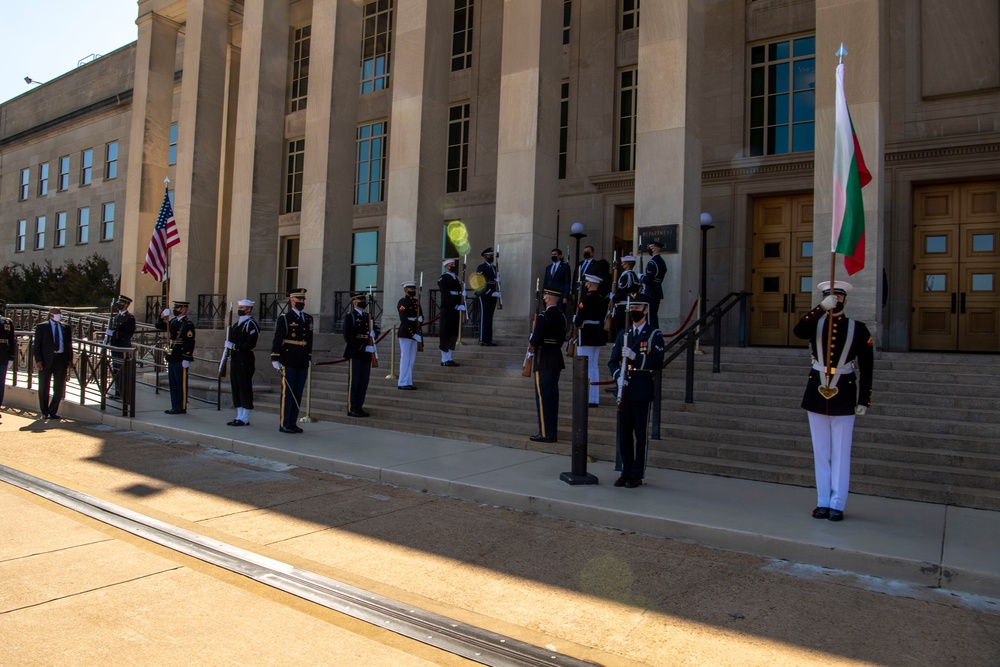 Defense Secretary Dr. Mark T. Esper meets Bulgarian Minister of Defence Dr. Krasimir Karakachanov