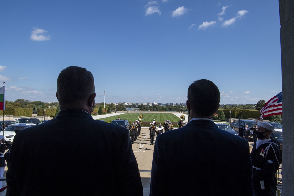 Defense Secretary Dr. Mark T. Esper meets Bulgarian Minister of Defence Dr. Krasimir Karakachanov