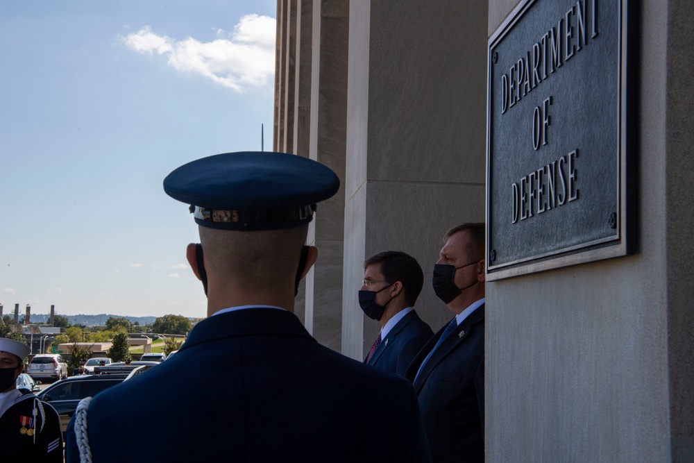 Defense Secretary Dr. Mark T. Esper meets Bulgarian Minister of Defence Dr. Krasimir Karakachanov
