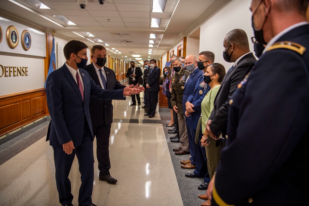 Defense Secretary Dr. Mark T. Esper meets Bulgarian Minister of Defence Dr. Krasimir Karakachanov